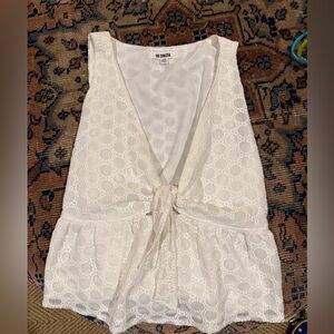BB Dakota Ivory Lace Tie-Front Blouse